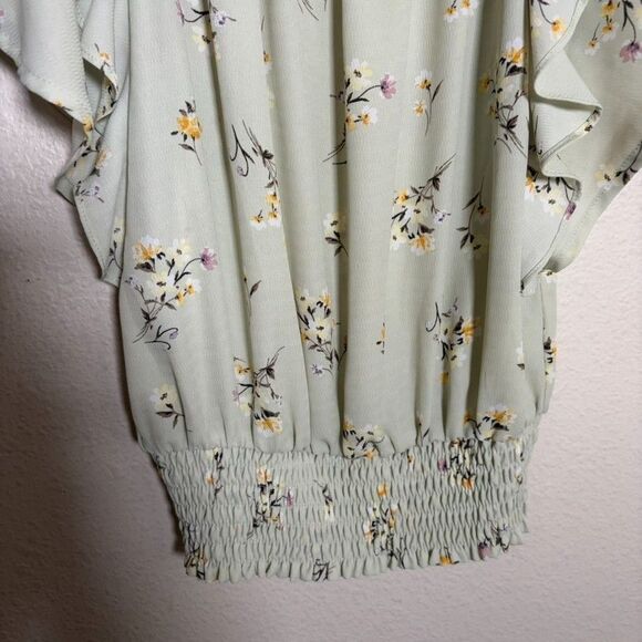 Monteau Blouse Women's Small Round Neck Sheer Ruffle Boho Shirt Top Casual - Picture 3 of 8